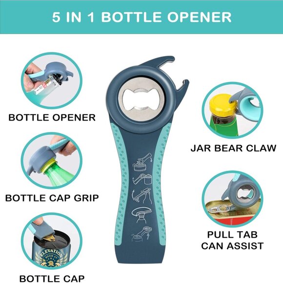 for Weak Hands, Seniors with Arthritis, 5 in 1 Multi Function Bottle Opener Lid - Picture 4 of 7